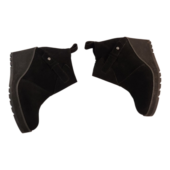 Eileen Fisher Tinker Black Suede Wedge Heel Boots Size 6 - Picture 4 of 8